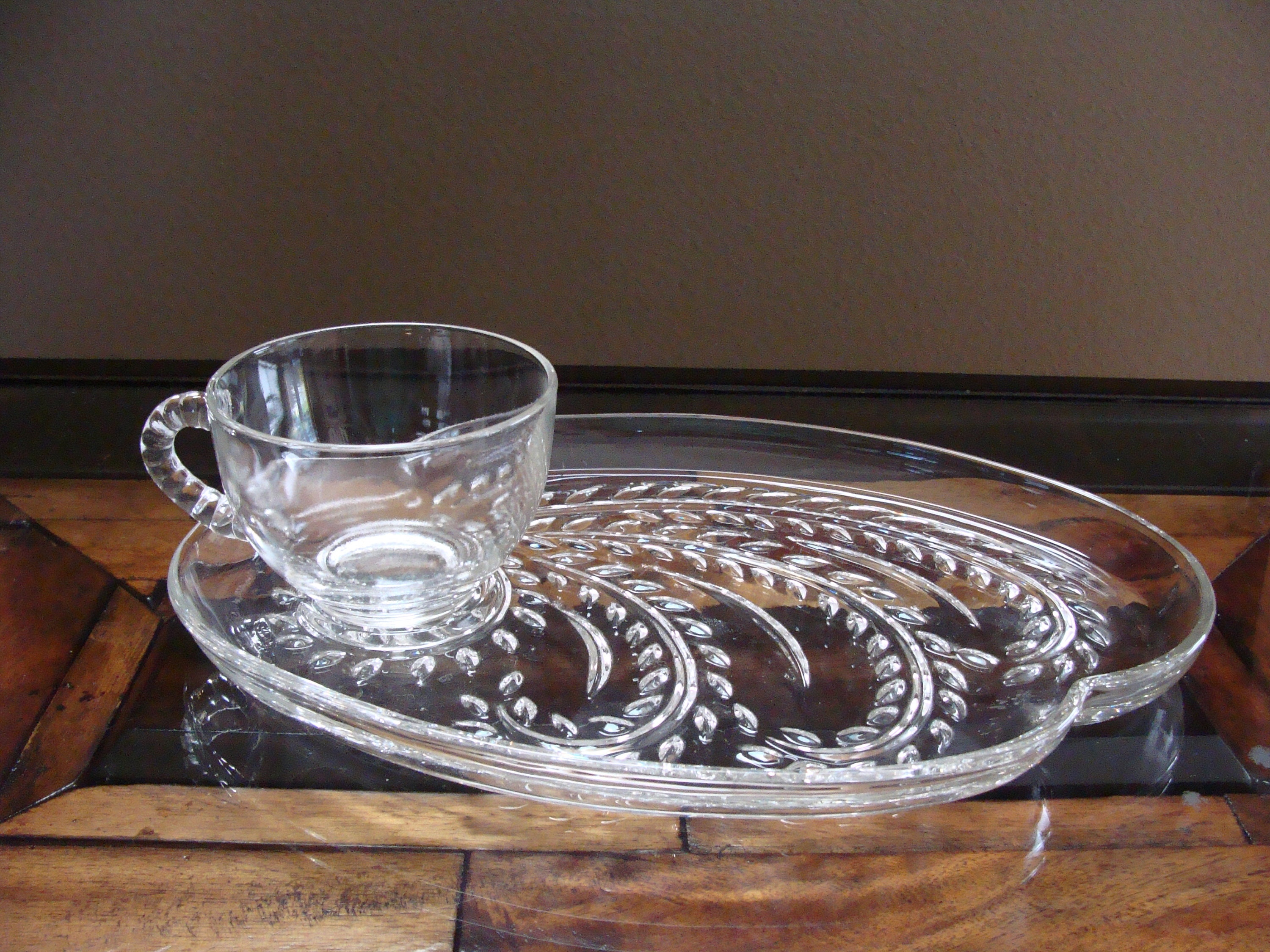 Vintage Federal Glass Snack Plates & Cupshomestead Pattern Etsy