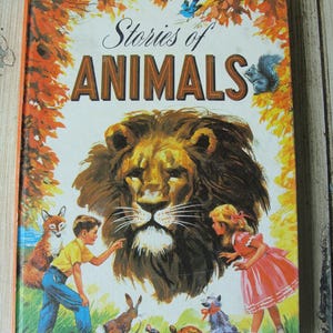 Vintage Illustrated &quot;Stories of Animals&quot; Hardcover by Virginia Cunningham, Whitman Publishing Co. 1947