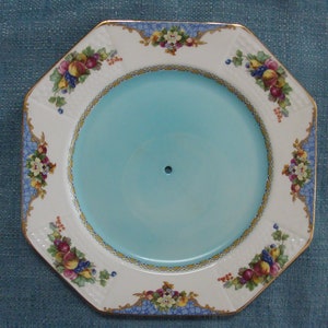 Rare Steventons Ltd. Eight-Sided Serving Plate Floral and Fruit Pattern Circa 1923-1936