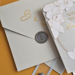 Acrylic Wedding Invitations: Clear Invitation with Grey Envelope image 2
