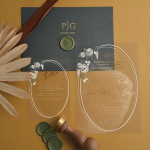 Acrylic Wedding Invitation, Elegant Green Wedding Invitations, Unique Invites, Real Foil, Acrylic Invite, Invitation Card