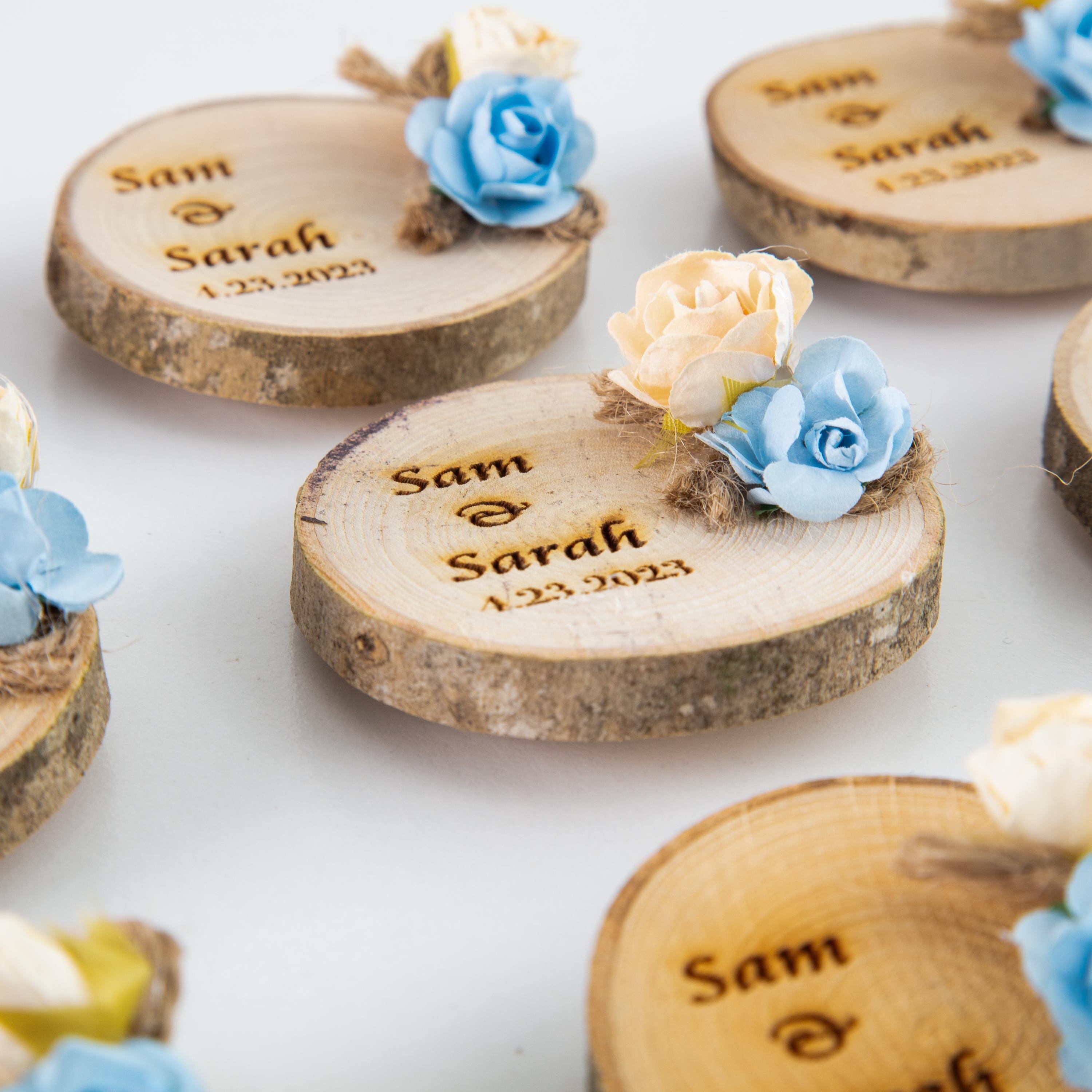 Personalized Wood Slice Save the Date Magnet: Rustic Wedding Favor - Etsy