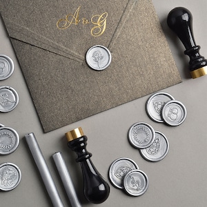 Floral Wax Seal Stamp, Silver Wax Seal, Personal Wax Seal, Wax Seal Stick, Name Wax Seal, Wax Seal Stamp Silver, Wax Seal Self Adhesive