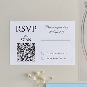 Qr Code Rsvp Kartenvorlage, Hochzeit Antwortkarte, Rsvp Minimalistisches Design Schwarz auf Weiß