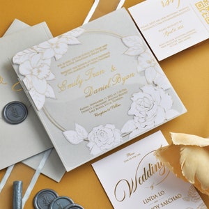 Acrylic Wedding Invitations: Clear Invitation with Grey Envelope image 3