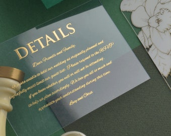 Acrylic Details Card, Foil Printed Acrylic Inserts