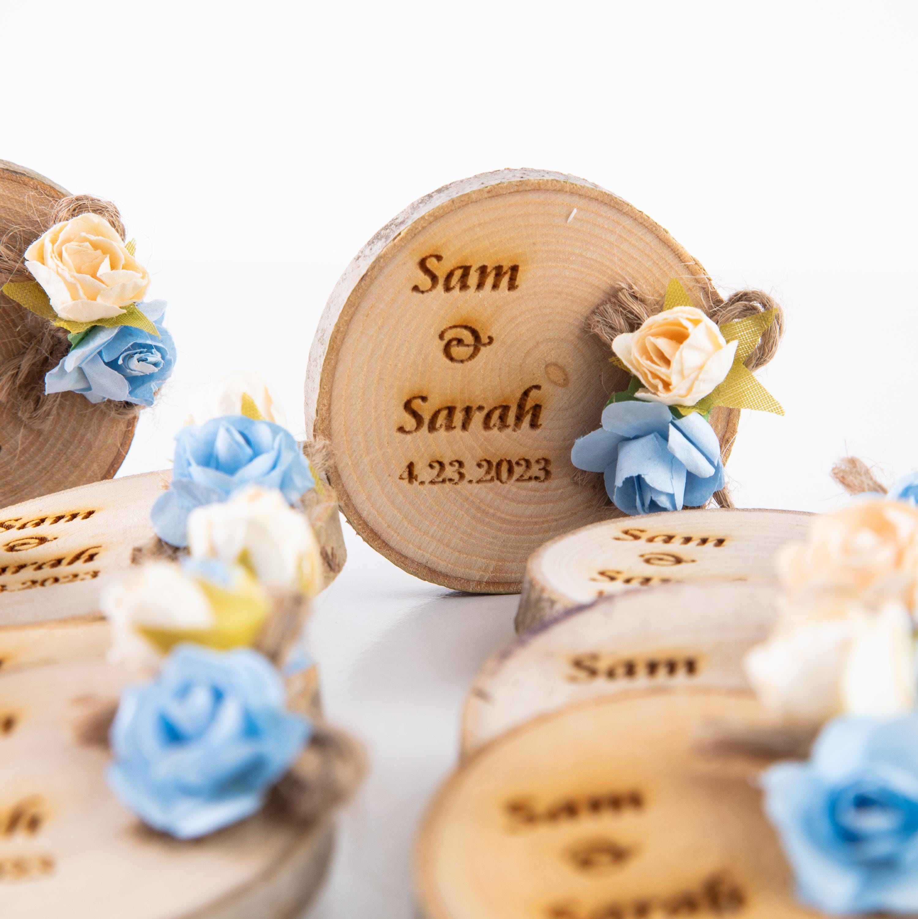 Personalized Wood Slice Save the Date Magnet: Rustic Wedding Favor - Etsy