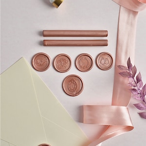 Custom Seal Wax Stamp, Rose Gold Wax Seal, Wax Seal Stamp, Wax Seal Stamp Rose Gold, Wedding Invitation Wax Seal Stamp, Rose Gold Wax Seal