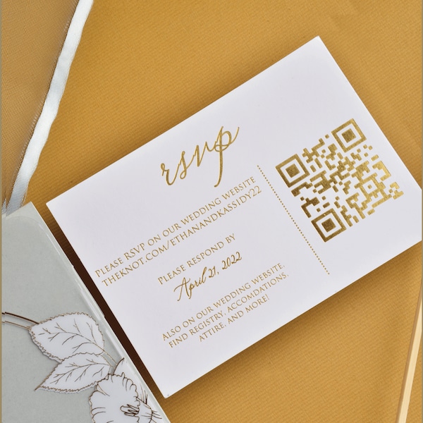 Wedding RSVP Card, Qr Code Rsvp Card Template, Rsvp Insert Minimalist Design