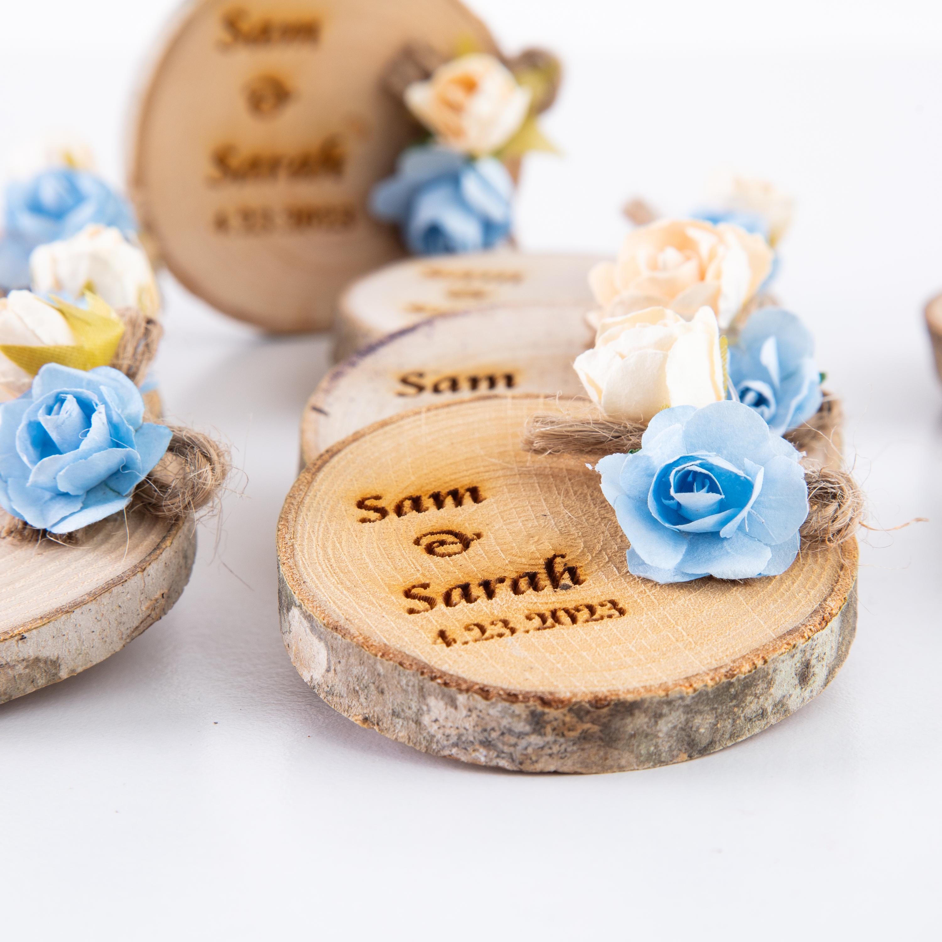 Personalized Wood Slice Save the Date Magnet: Rustic Wedding Favor - Etsy