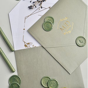 Oxide Gold Wax Seal Stamp: Custom Monogram Envelope Seals