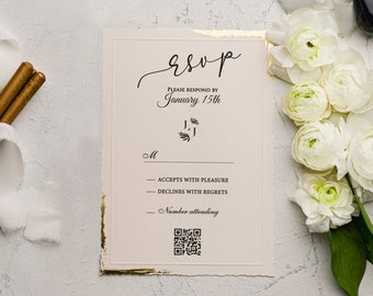 QR Code Wedding RSVP Card: Ivory 120 GSM Insert