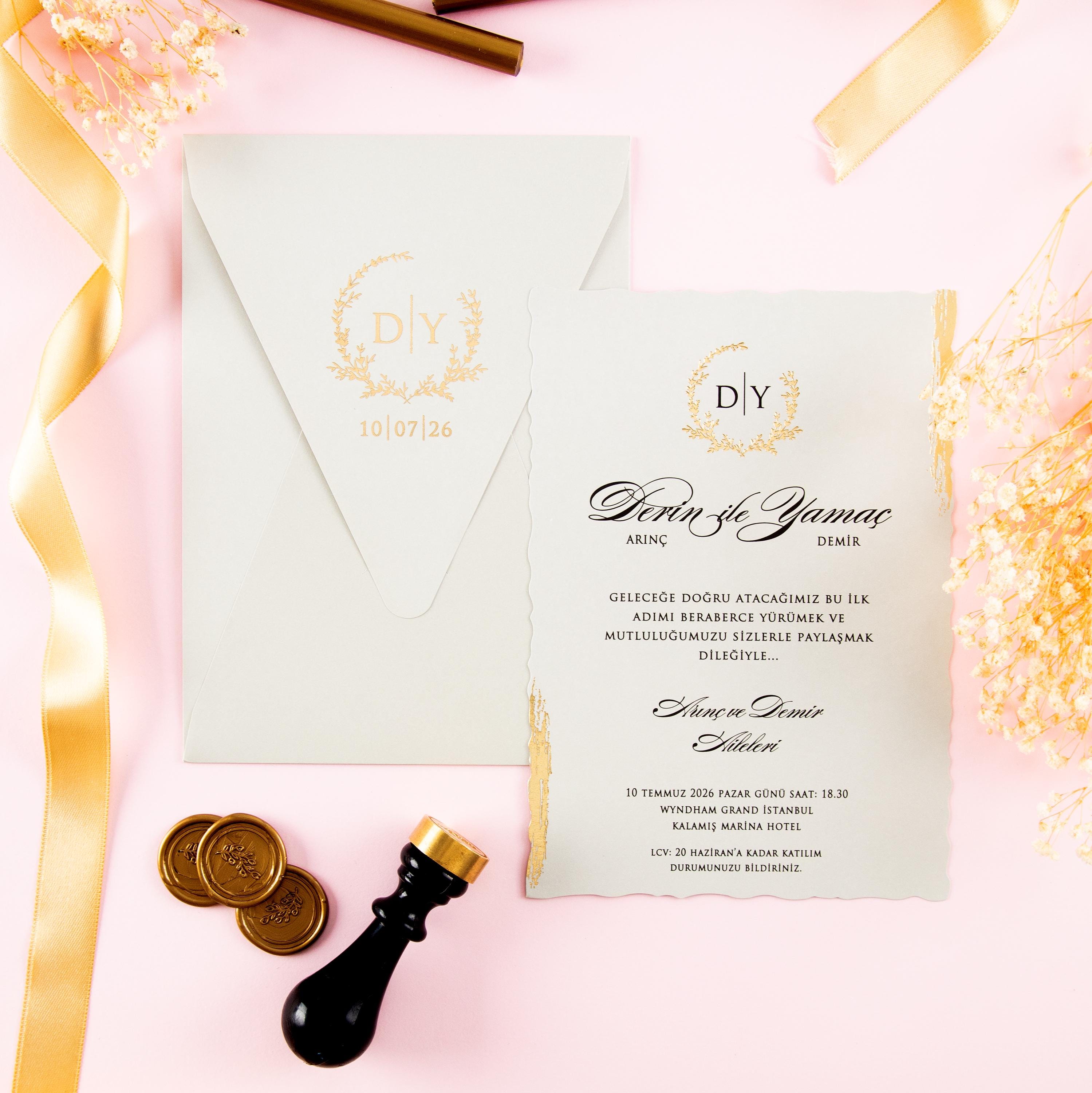Minimalist Gold Foil Wedding Invitation Suite