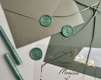 Personalised Self Adhesive Seal, Emerald Green Wax Seal Stamp For Wedding Invitation, Wax Wedding Seal, Wedding Invite Wax, Wax Seal Stamp