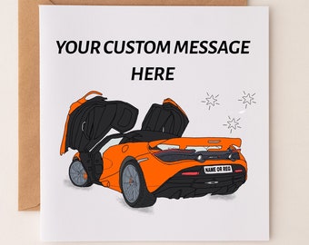 McLaren Custom Card| McLaren Greeting Card| New Car Card / McLaren Car Accessory |Sports Car Card | Car Lover| Personalised