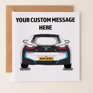 Personalised BMW i.8 Card | New Car Card | BMW i.8 Accessories |  BMW i.8Gift | Car Fan | For Him| For Her | Add Name and Age