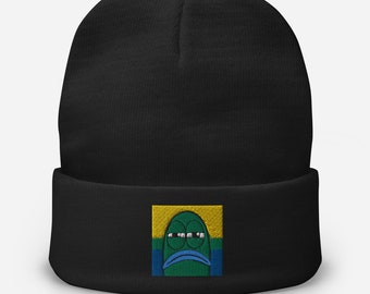 Spongebob Fish Meme Embroidered Beanie 