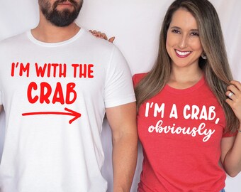 Crab T-Shirt, Funny Crab Shirts, Crustacean Core Shirt, Matching Couples Halloween Tee, Crab Halloween Costume, Halloween Gift