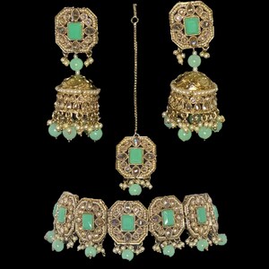Choker With Maang Tikka and Earring| Indian Jewelry| Polki Choker| Traditional Jewelry