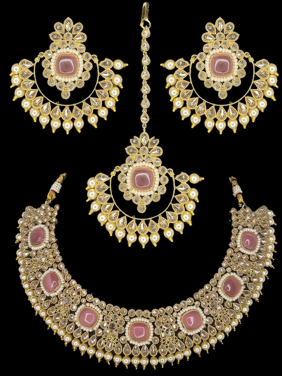 Necklace Set Earring and Maang Tikka Indian Jewelry Bridal Jewelry Etsy