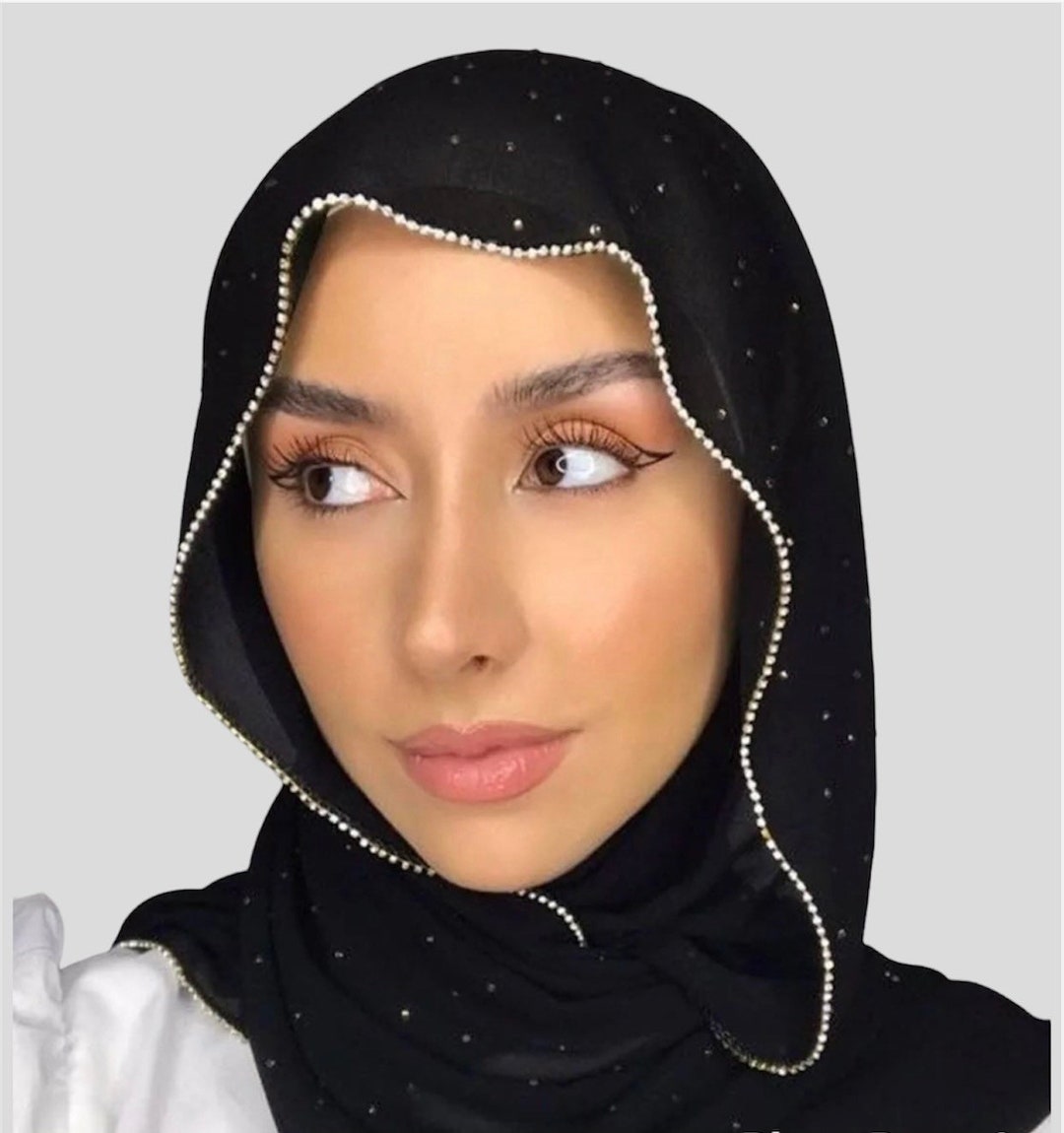 Mustard Gold Silver Chiffon Hijab