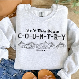 Morgan Wallen &quot;Ain&#39;t That Some&quot; Lyric Minimalist Mountain Line Art Design PNG File Country Music Cowboy Western Shirt Sublimation Design