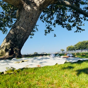 4‘9”x 6'3”Canvas Water Resistant White Picnic Blankets,Wedding Gift, Gift, Park Beach Blankets,Music Arts Festival Camping Blankets