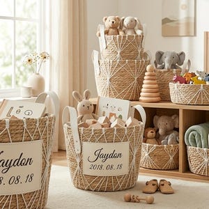 Handwoven Seagrass Basket with Waterproof Liner - 3 Pieces Set, Small + Medium + Large