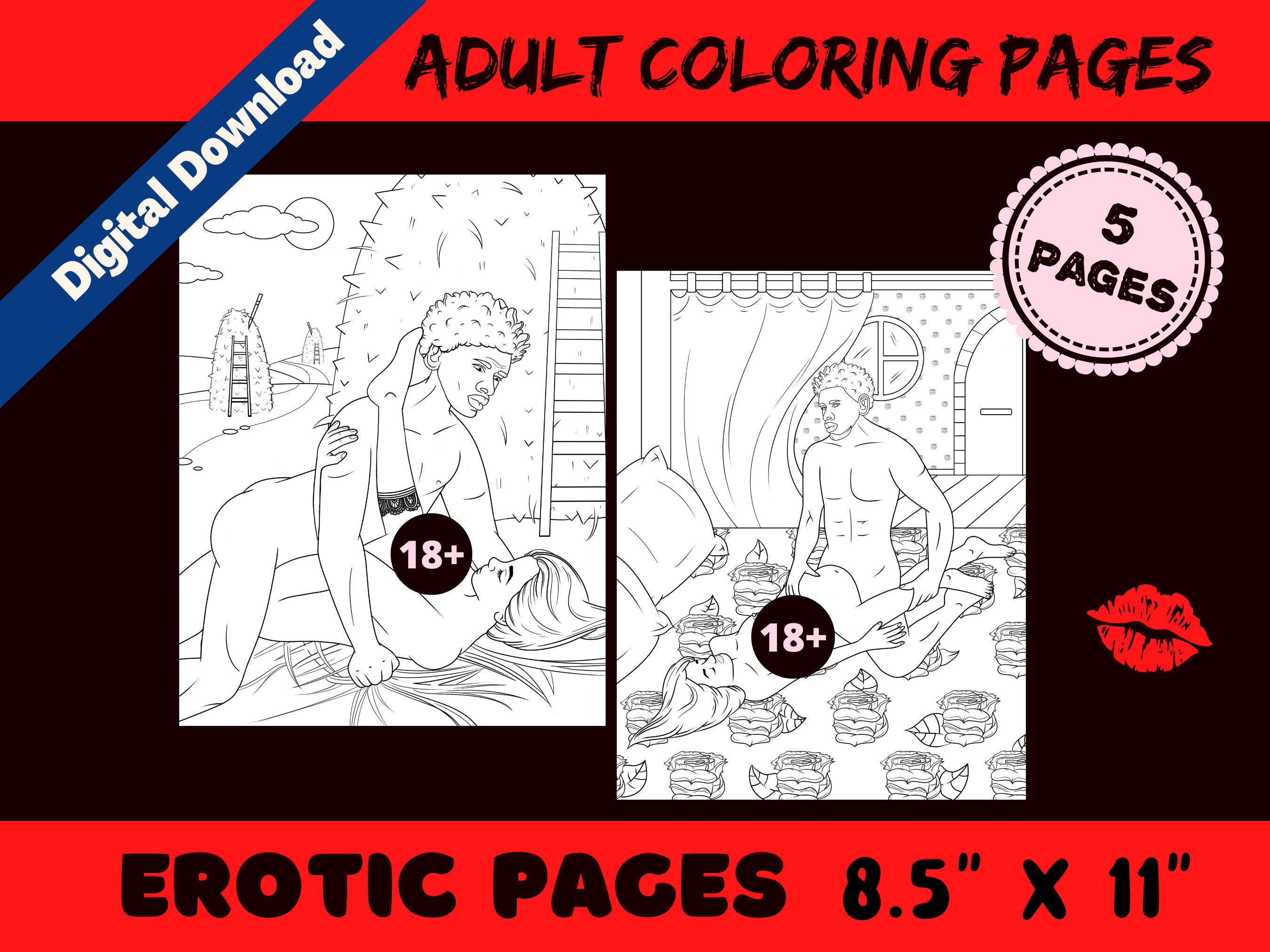 5 Black Man Erotic Coloring Pages Naughty PDF Digital