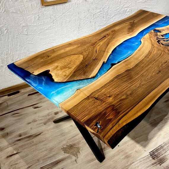 IN STOCK Epoxy Dining Table Blue Epoxy Table Ready to Ship Etsy UK