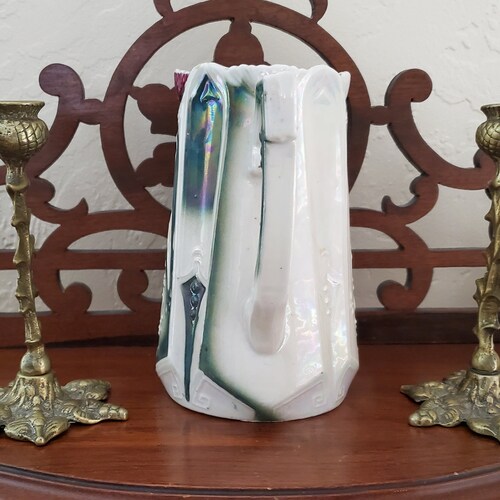 Vintage Ceramic Jug and shops Brass Candle Holders