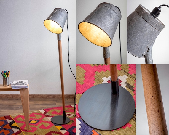 Lampadaire / lampe seau / lampe métal / lampe upcycling vintage industriel  rétro - Etsy France
