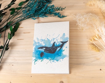 Handmade notebook made of grass paper - Orca No.1