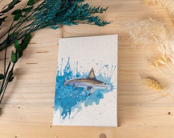 Handmade notebook made of grass paper - hammerhead shark