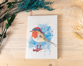 Handmade notebook made of grass paper - Robin