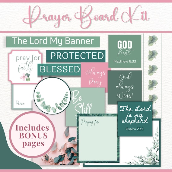 Prayer Board Kit Pink Printable, Blank Prayer Cards for Christian Prayer  Board Party, Scripture Cards, Answered Prayers Bulletin Board 