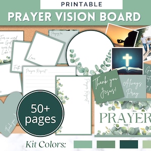 Prayer Vision Board, 2025 Prayer Board Kit zum ausdrucken, christliche Collage für beantwortetes Gebet, Sonntagsschule Gebetsanfragen, Glaubensworte
