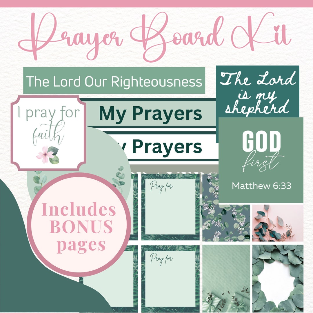 Printable Prayer Board Kit, Blank Prayer Cards, Christian Collage for