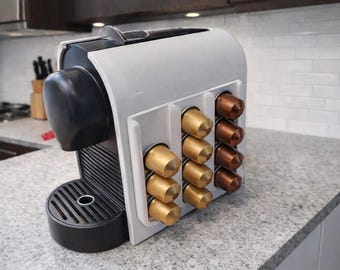 Nespresso capsule holder for adhesive mounting - for machine or wall - 3D printed - compatible with original Nespresso capsules - space-saving