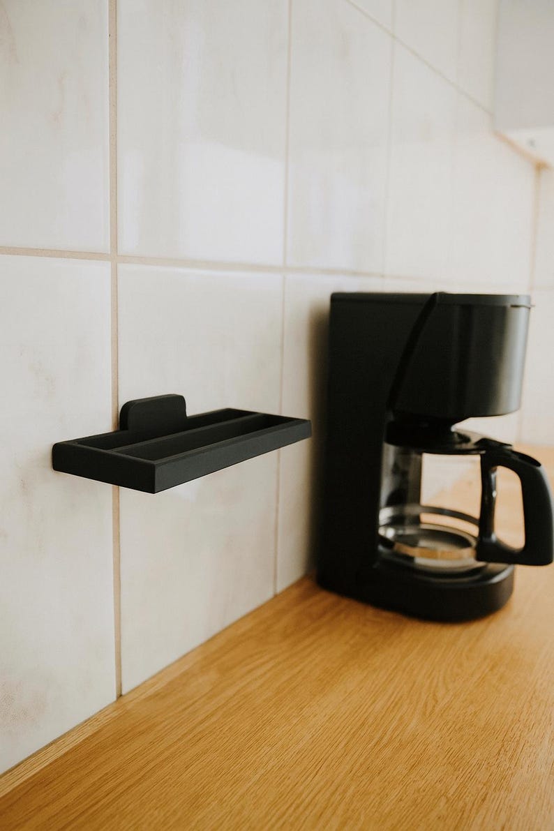 Filter holder for coffee filters size 2 & 4 – 3D printed – wall organizer – for gluing or screwing – coffee station accessory image 2