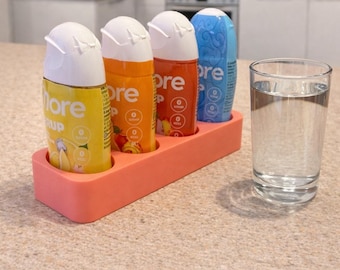 More Zerup Holder for 4 Bottles | Syrup Organizer for Coffee Bars | 3D Printed Syrup Stand | Kitchen Bar Accessories | Beverage Station Organizer