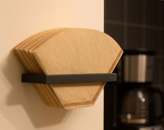Filter holder for coffee filters size 2 & 4 – 3D printed – wall organizer – for gluing or screwing – coffee station accessory