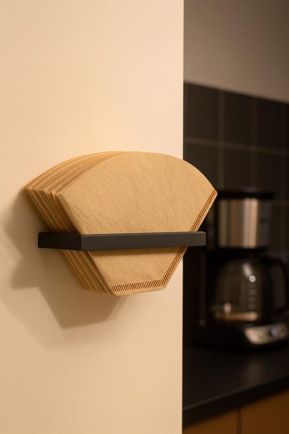 Filterhalter für Kaffeefilter Größe 2 & 4 – 3D gedruckt – Wand Organizer – zum Kleben oder Schrauben – Coffee Station Zubehör