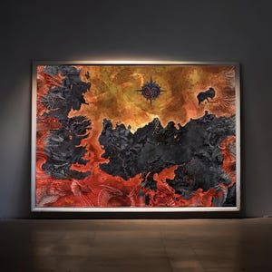 Mappa della Casa del Drago con draghi Decorazione da parete moderna stampabile