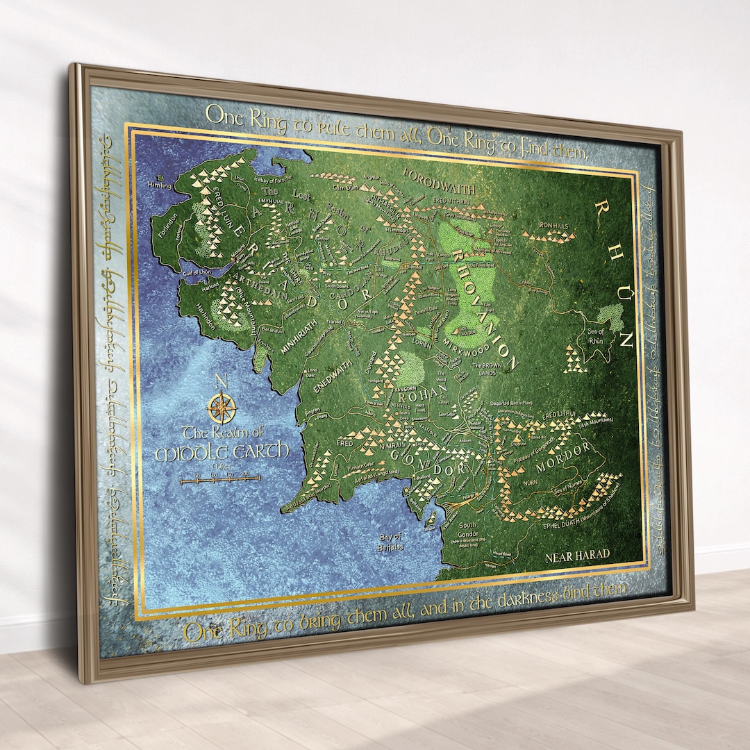 Lord of the Rings Middle Earth Map Poster Printable, Travel Digital Art ...