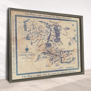 Middle Earth Map Printable Wall Art, Fantasy Map Poster, LOTR Inspired Decor, Instant Download