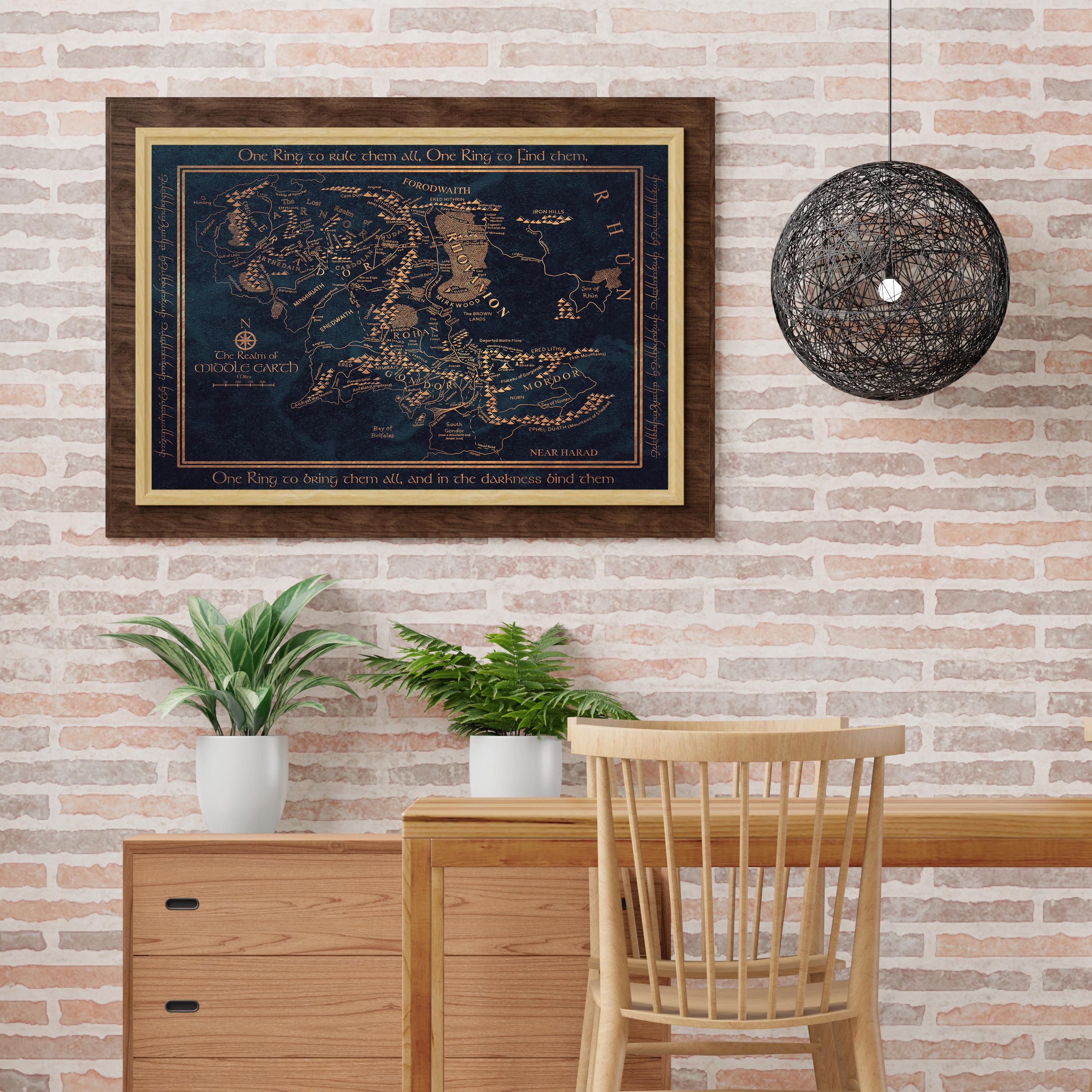 Lord of the Rings Middle Earth Map Poster Printable, Travel Digital Art ...