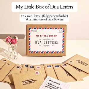 Mini Dua Letters Box, Personalised Islamic Gift, Mini Vase & Roses