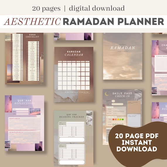 Ramadan Daily Digital Printable Planner, 2026 Islamic Self Help Journal, Wellness Tracker, Fasting Diary