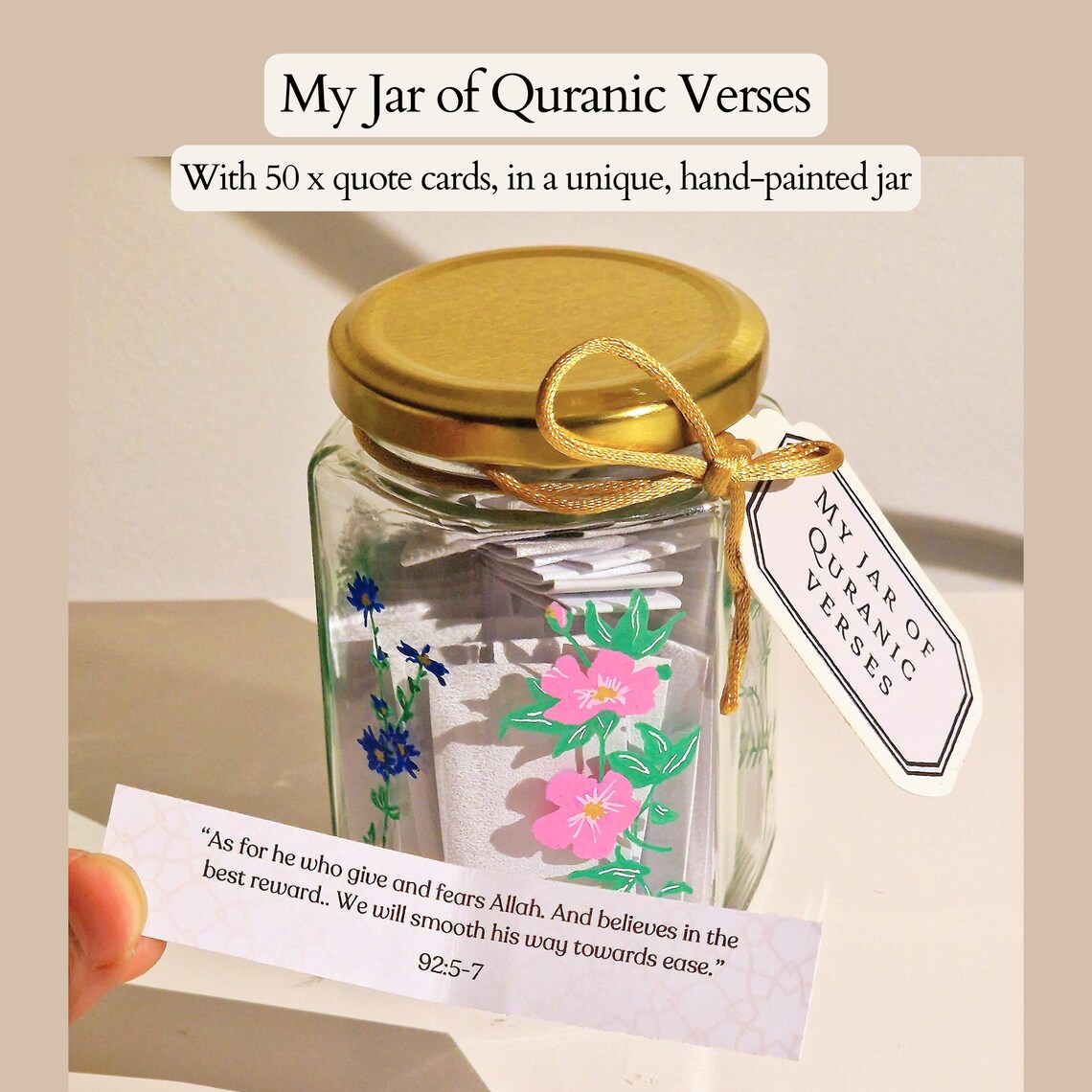 Hand-painted Islamic Verse Jar: Quran Quotes, Islamic Gift, Nikkah ...